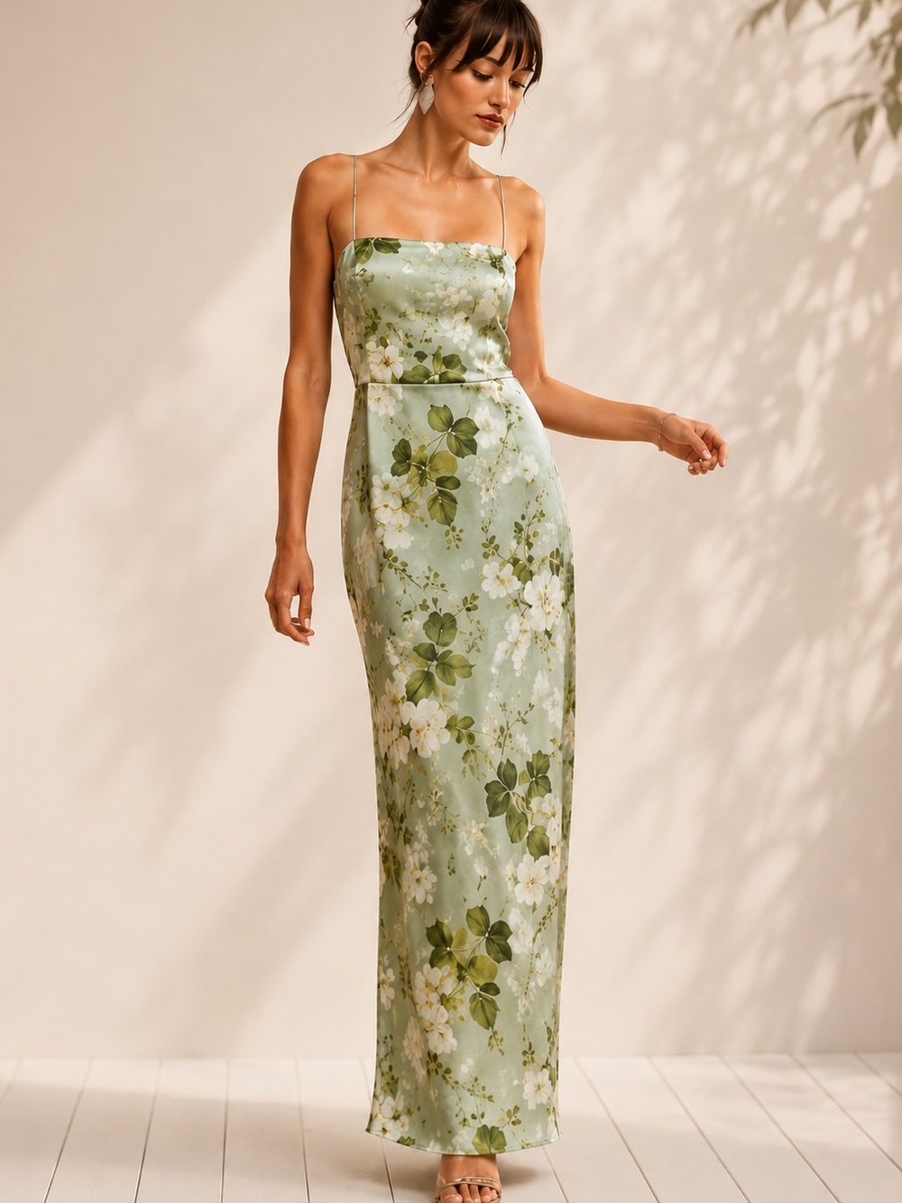 Reformation Frankie Silk Floral Column Dress Tea Garden Print Coquette Size 2